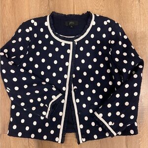 J.Crew Navy and White Polka Dot Blazer